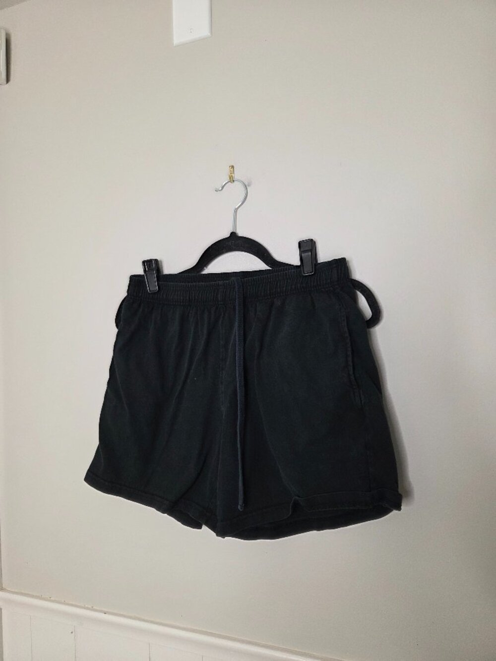 REFORMATIONS Solid Black Drawstring Cotton Shorts